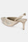 W Embroidered Beige Pointed Toe Stiletto