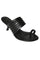 W Black Solid Round Toe Kitten Heel