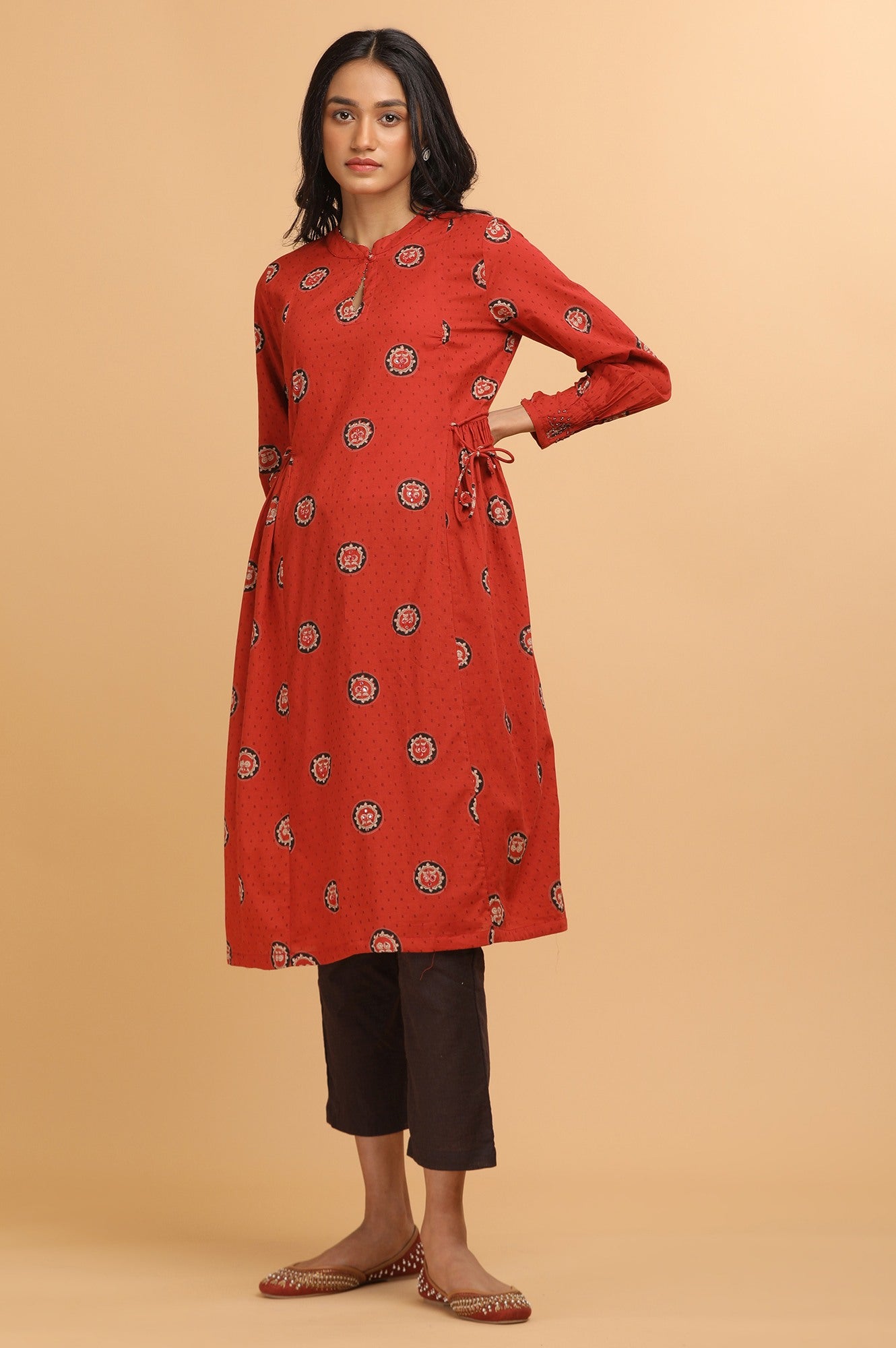 Red Hand Block Print kurta