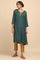 Teal Solid kurta in lustrous Modal Satin