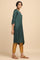 Teal Solid kurta in lustrous Modal Satin