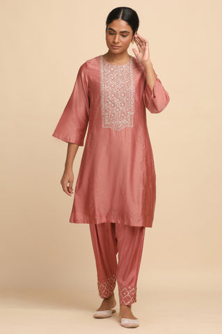 Dusty Pink Cotton Silk Short kurta