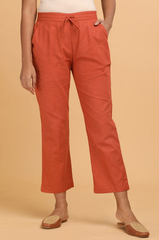 Rust Solid Straight Pants