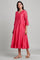 Pink Anarkali V-Neck kurta