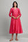 Pink Anarkali V-Neck kurta