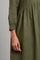 Dark Green Gathered Solid Dress