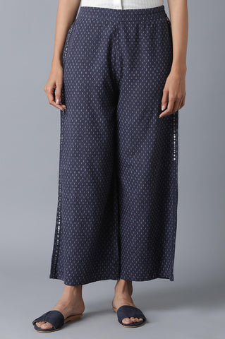 Indigo Printed Flared Parallel Pants