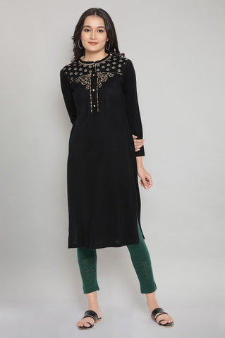 Black Festive Winter kurta