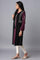 Jet Black and Purple Mock Layer Winter kurta