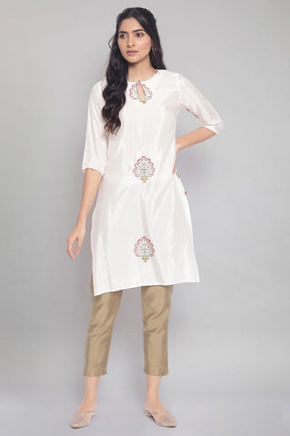 Ecru kurta with Floral Gold Foil Print