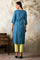 Blue Floral Motifs Dobby Straight Kurta
