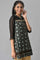 Black Floral Printed Sequined Ethnic LIVA kurta