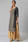 Black Floral Printed Sequined Ethnic LIVA kurta