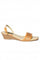 Aurelia Laser Cut Beige Square Toe Wedge