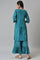 Blue Shantung LIVA Kurta with Gathered Sharara