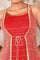 Biege Sequined Gillet with Strappy Red Printed Inner Dress