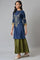 Royal Blue Embroidered kurta With Olive Green Sharara And Dupatta