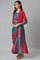 Green And Red Sleeveless Predrape Saree Dress With Belt And Tailored Jacket