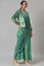 Green Festive Saree Draped kurta With Short Jacket