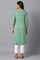 Green Rayon kurta With Multicolour Embroidery