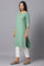 Green Rayon kurta With Multicolour Embroidery