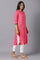 Dark Pink Rayon kurta With Multicolour Embroidery