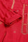 Red Mettalic Embroidered kurta With Pleats