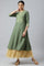 Olive Green A-Line Embroidered kurta With Sequins