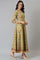 Olive Green Flared Anarkali Printed kurta