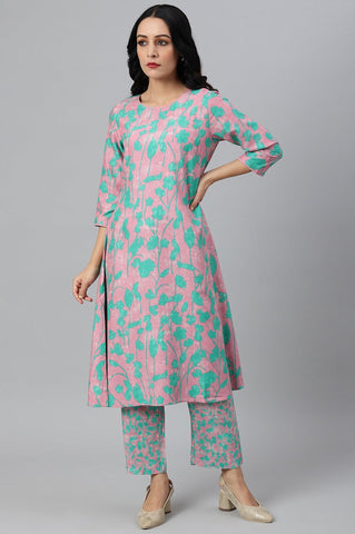 Light Purple Floral Print Straight kurta