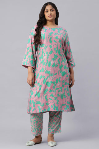 Light Purple Floral Print Plus Size kurta