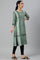 Green Godet Box Pleat kurta