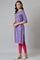 Purple Glitter Print kurta With Embroidery