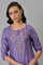 Purple Glitter Print kurta With Embroidery