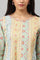 Light Green And Yellow Panelled Kurta With Bead Work