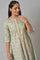 Mint Green Print kurta With Asymmetric Hemline