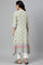 Ecru and Multicoloured Printed Flared Kurta