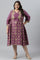 Plus Size Purple Festive Gathered Dress With Sequin