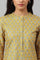 Mustard Glitter Printed kurta In Mandarin Collar