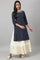 Navy Blue Festive Kurta with Embroidered Neck