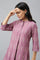 Purple Asymmetric Hemline kurta In Mandarin Collar