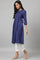 Dark Blue Embroidered kurta With Pleats