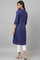 Dark Blue Embroidered kurta With Pleats