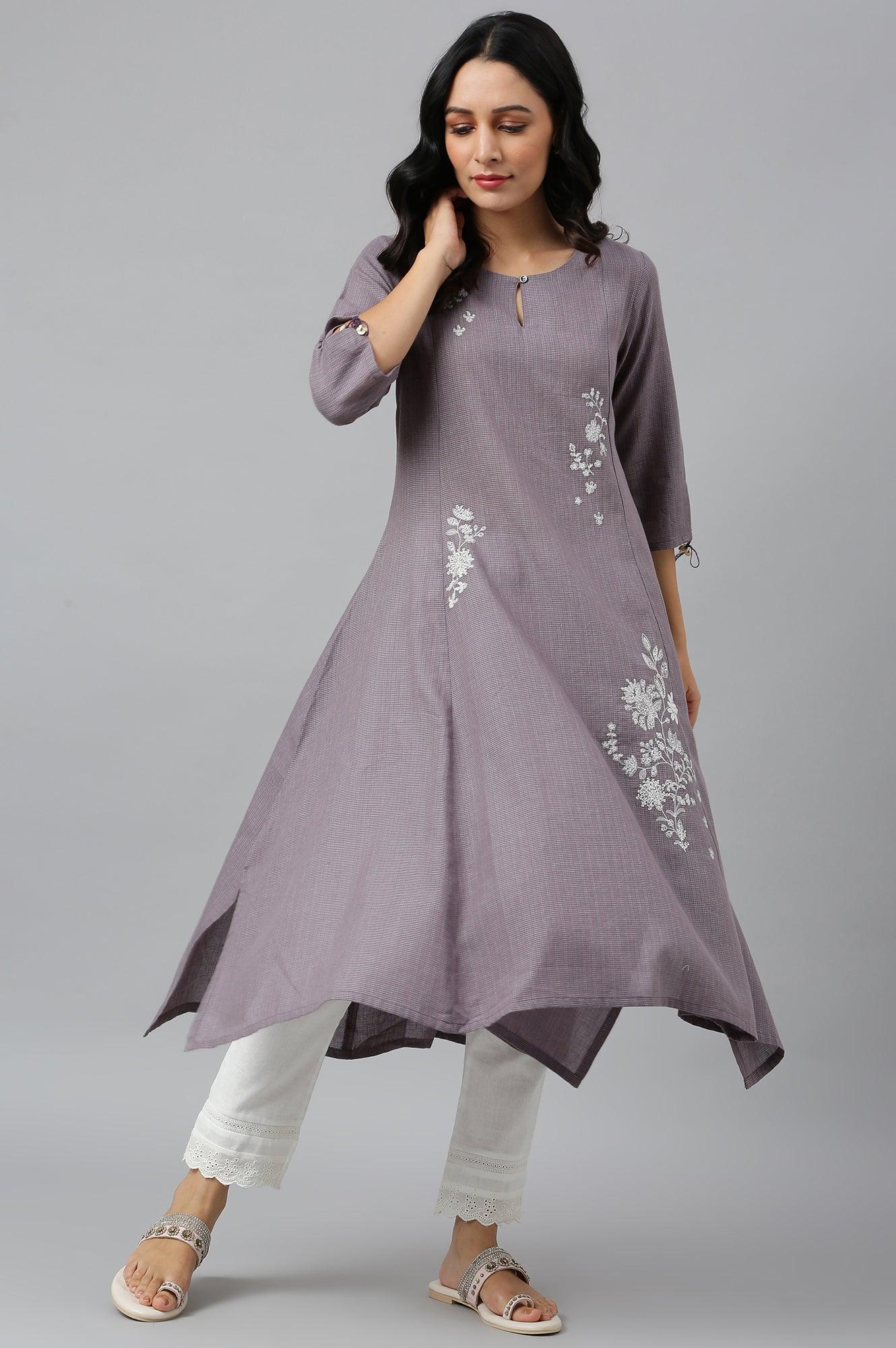 Dusk Purple Embroidered kurta