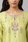 Green Embroidered A-Line Kurta