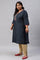 Royal Blue Glitter Printed And Embroidered Plus Size kurta