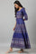 Indigo Paisley Print Flared Festive Dress