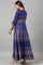 Indigo Paisley Print Flared Festive Dress