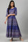 Indigo Paisley Print Flared Festive Dress