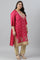 Plus Size Dark Pink Glitter Placement Print kurta